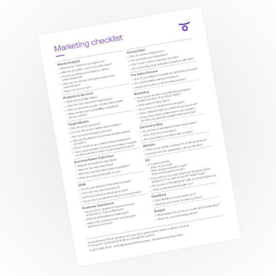 taurus marketing checklist